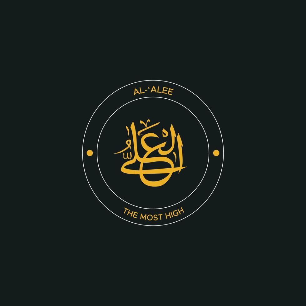 Allah's Name with meaning in Arabic Calligraphy Style vector