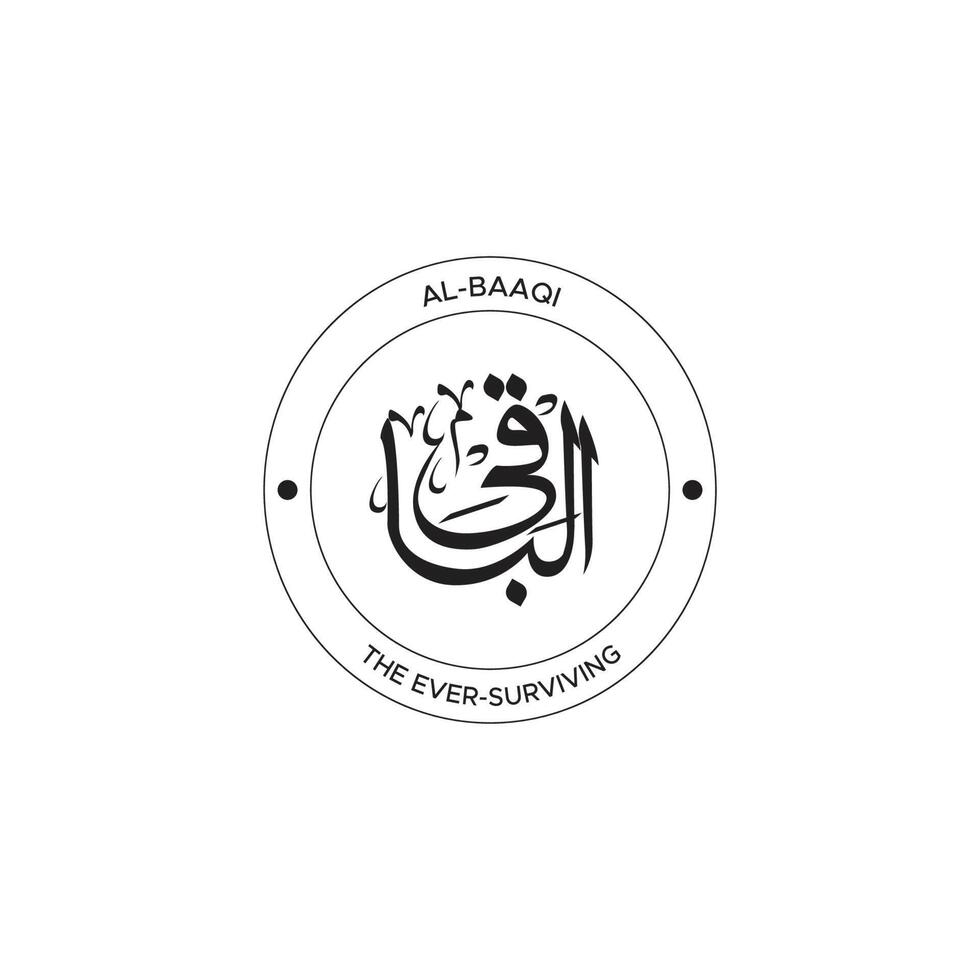 Allah's Name with meaning in Arabic Calligraphy Style vector