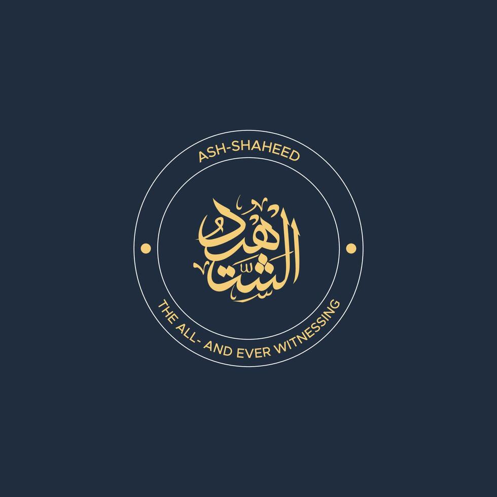 Allah's Name with meaning in Arabic Calligraphy Style vector