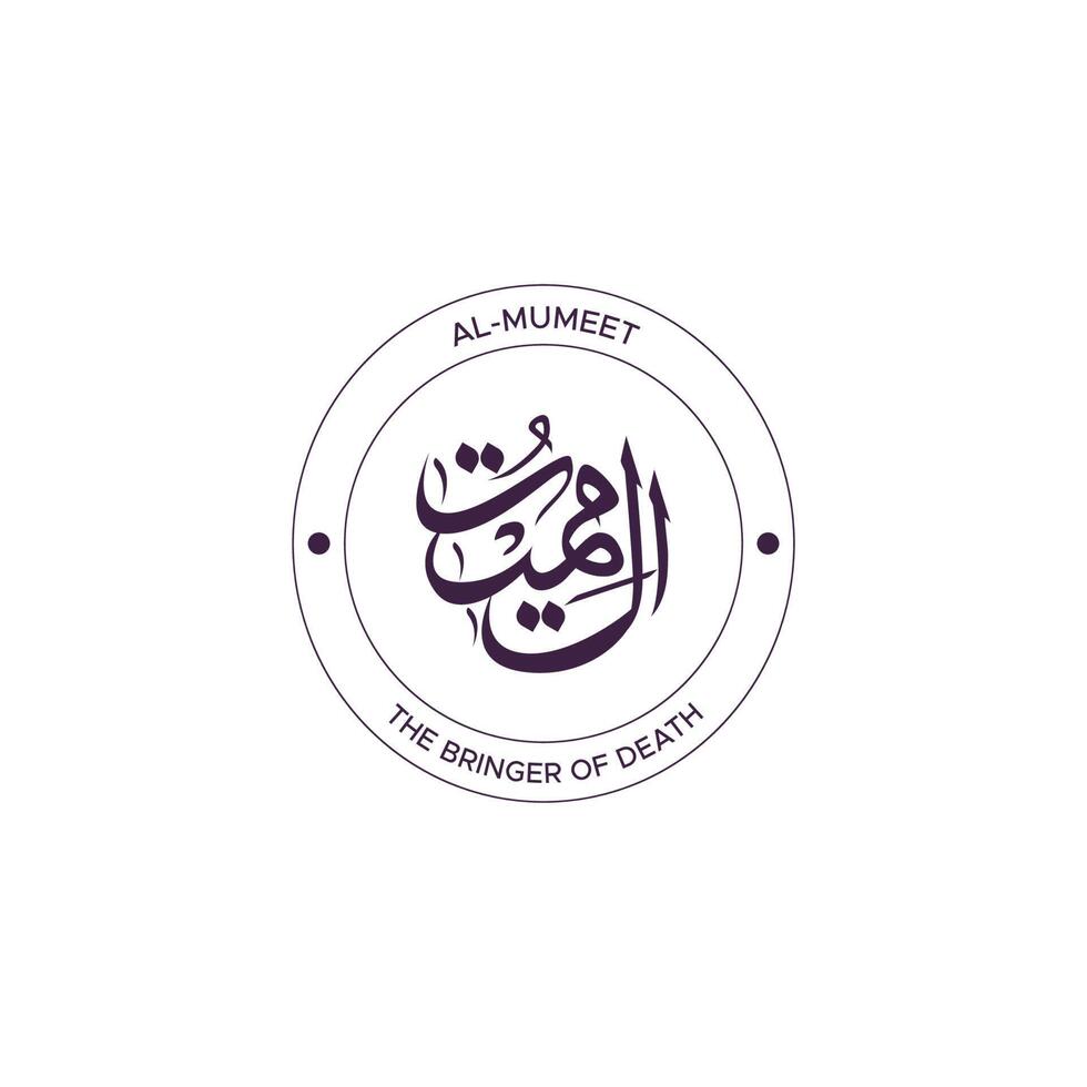 Allah's Name with meaning in Arabic Calligraphy Style vector