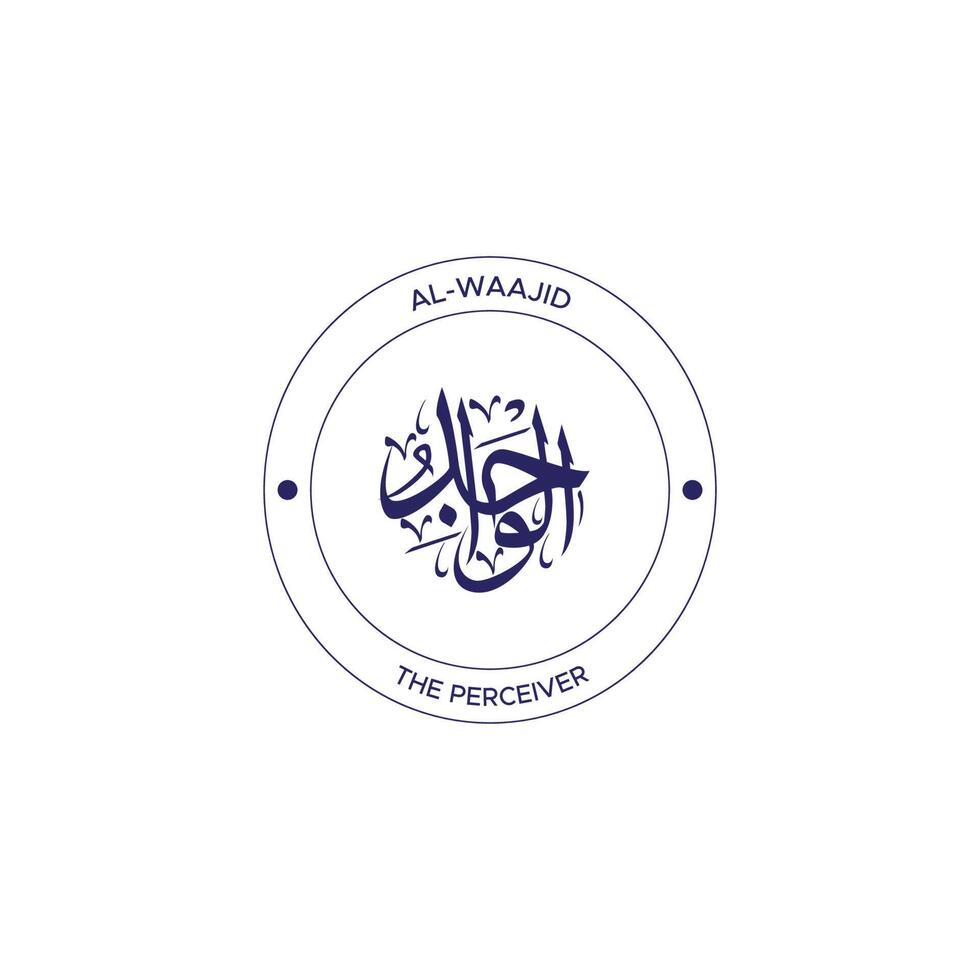 Allah's Name with meaning in Arabic Calligraphy Style vector