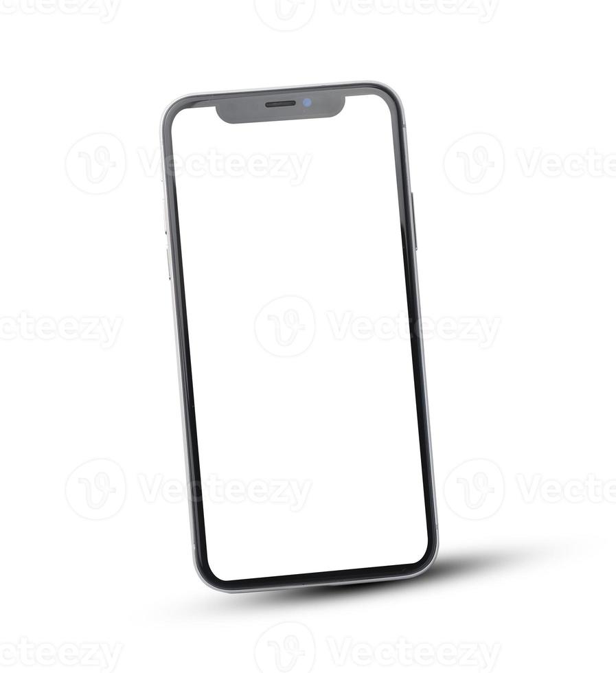 Smartphone blank screen mockup on white background photo