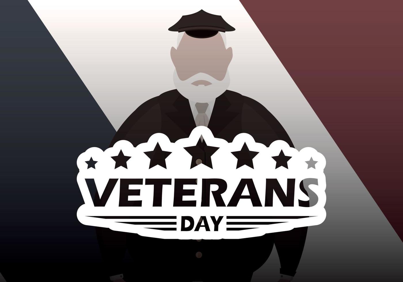 Veterans day banner with the wished military. Vector, cartoon style vector