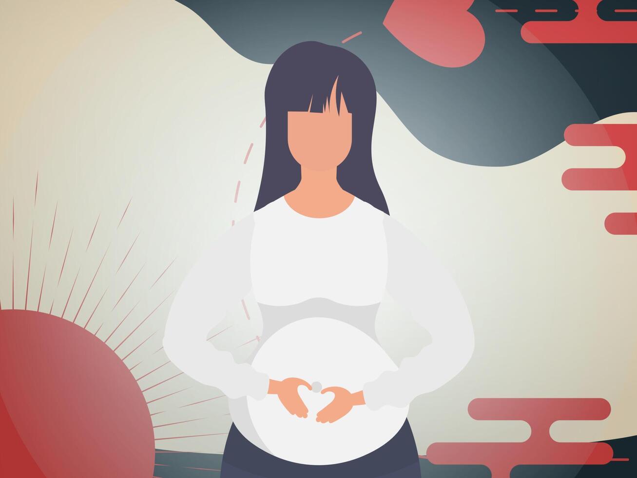 Pregnant girl Banner in Chinese style. Vector. vector