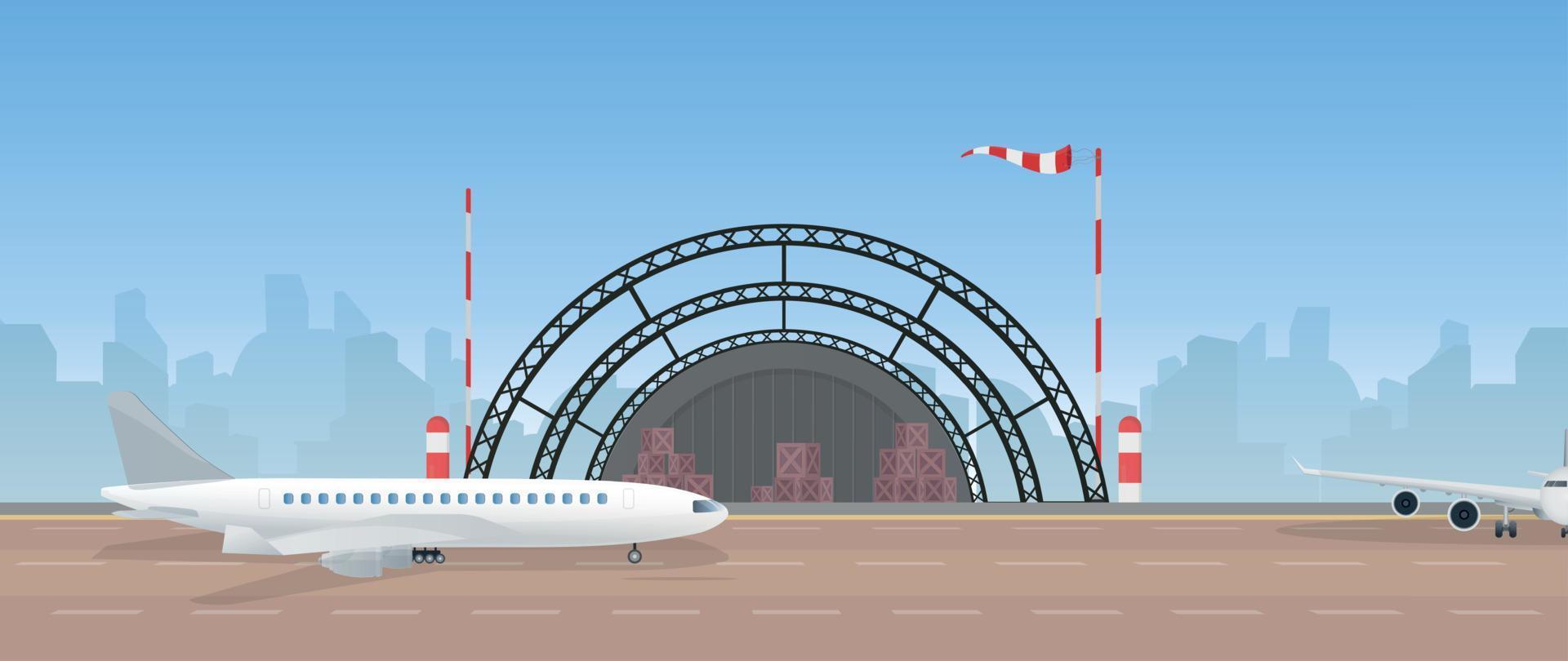 airport concept composition, abstract vector art illustration