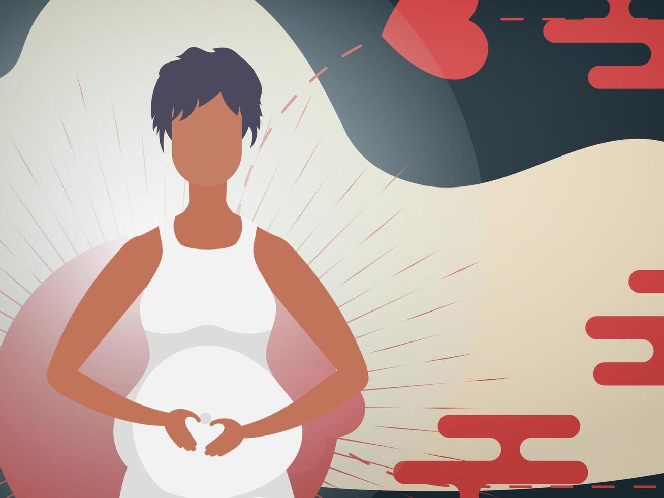 Pregnant girl Banner in Chinese style. illustration. vector