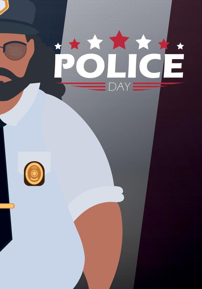 Police Day. Police officer in uniform. Vector illustration.
