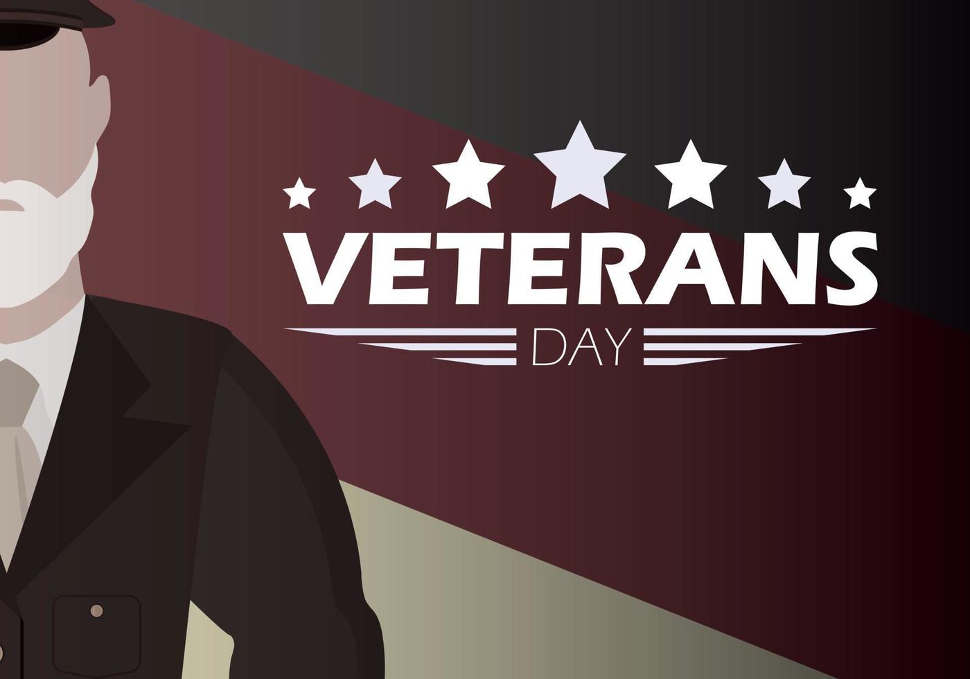 Veterans day banner with a wished man in uniform. Vector, cartoon style vector