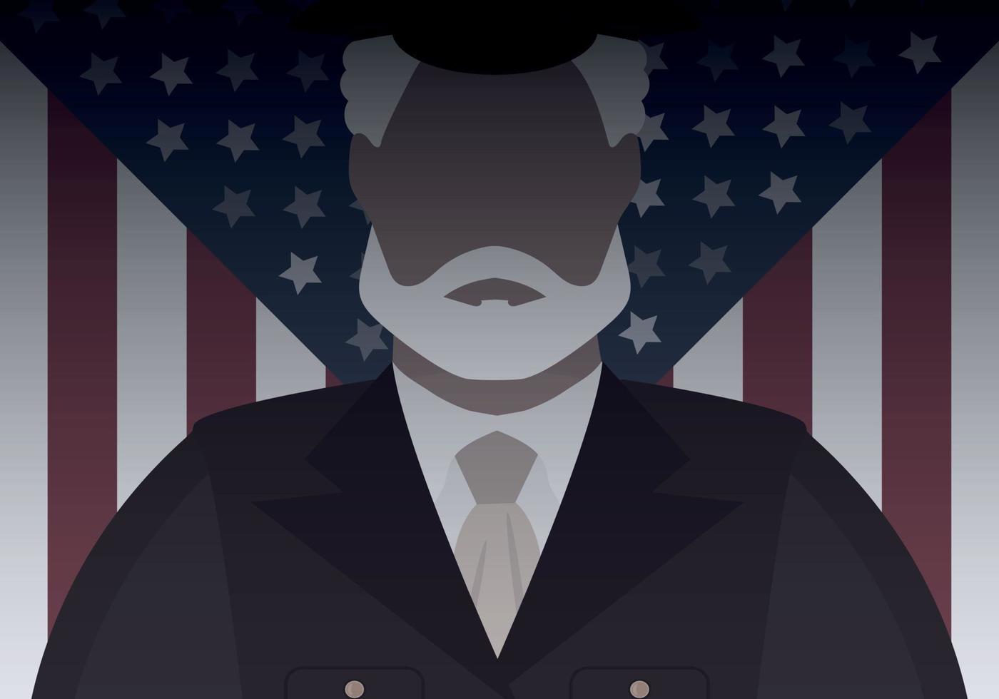 Veteran in uniform against the background of the flag. Cartoon style. vector