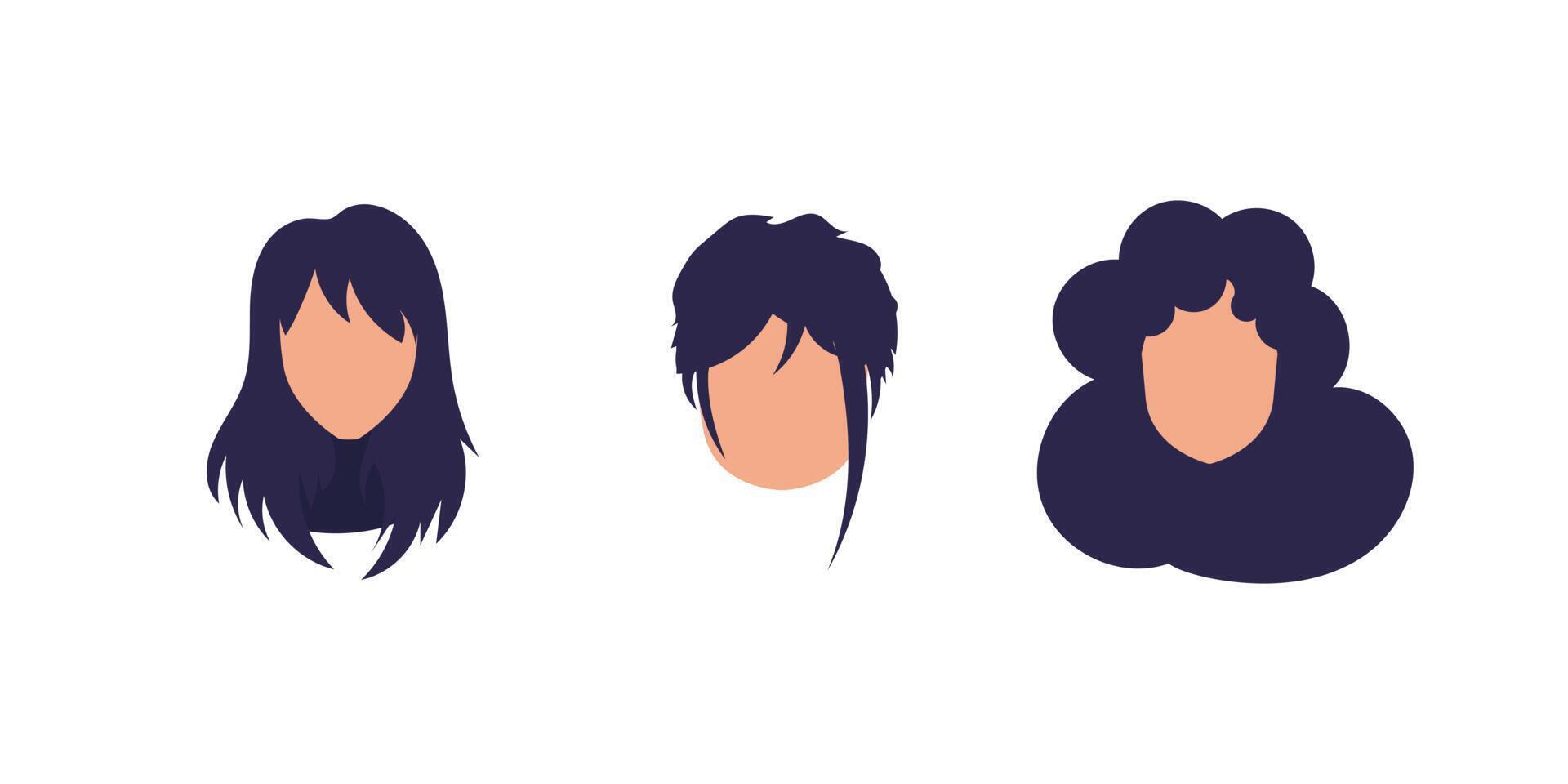 conjunto de caras mujer de diferente nacionalidades aislado en blanco antecedentes. plano estilo. vector