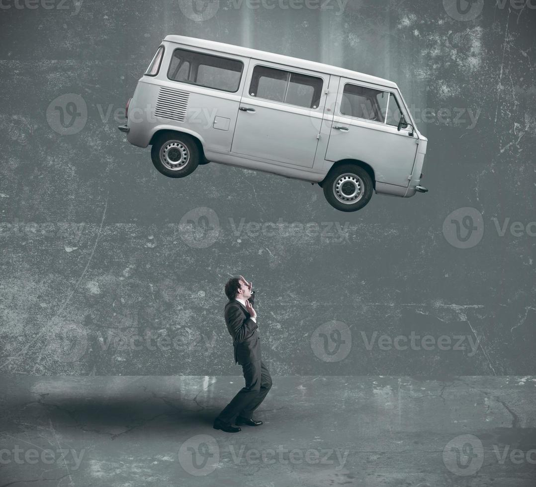 Businessman crushed by a van photo