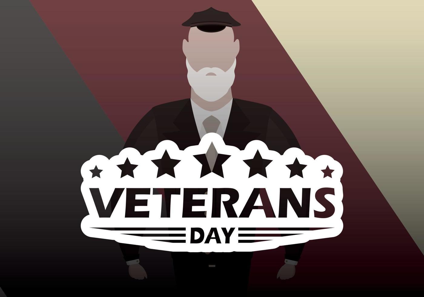 Veterans day banner with a wished man in uniform. Vector, cartoon style vector