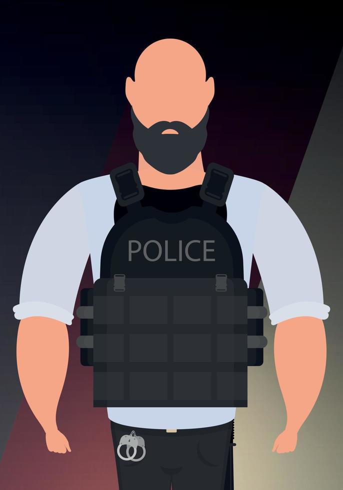 policía oficial en uniforme. dibujos animados estilo. vector