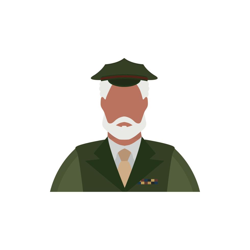 mayor veterano en verde uniforme icono. dibujos animados estilo. vector