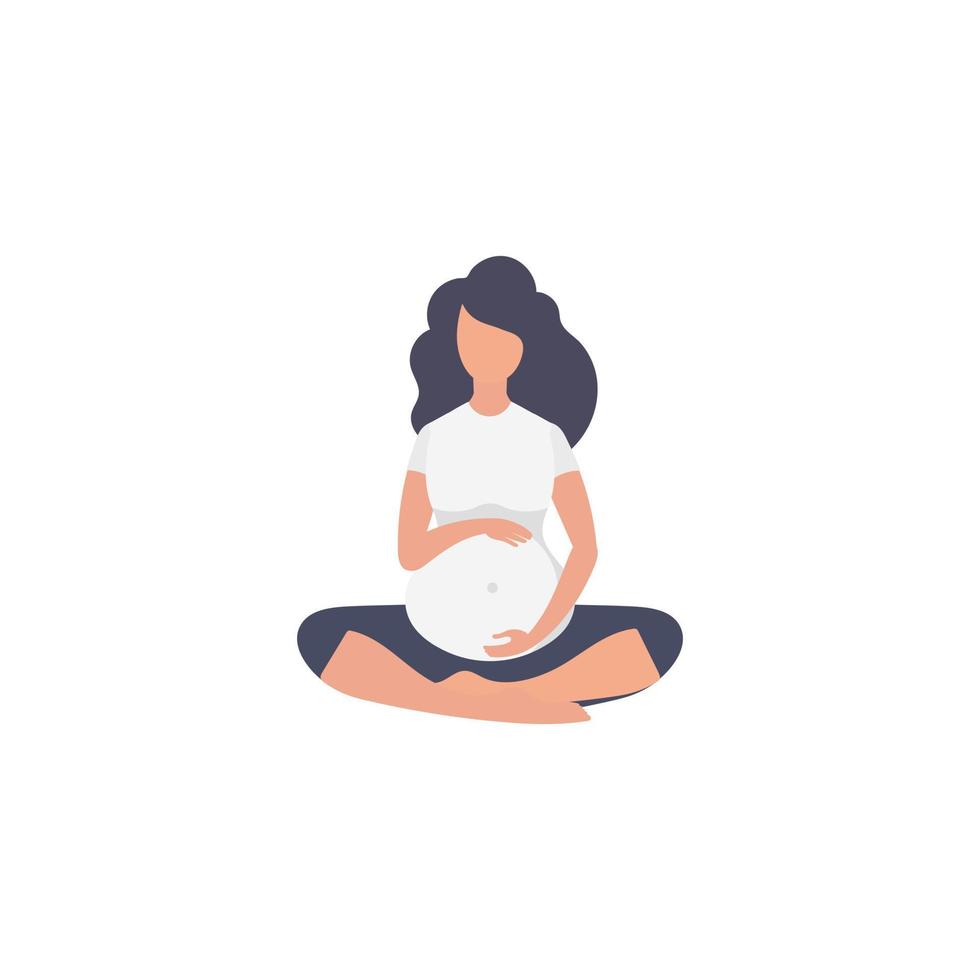 Yoga for pregnant women. Yoga and sports for pregnant women. Isolated. Flat vector illustration.