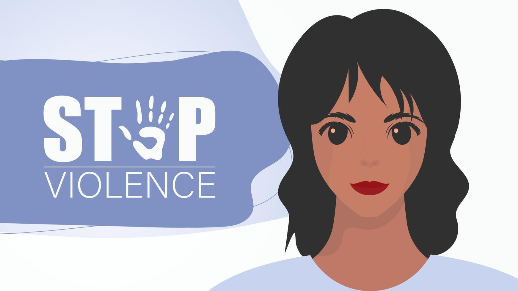Stop violence against women. girl holds a banner in her hands. A strong woman protesting against violence. illustration design. vector