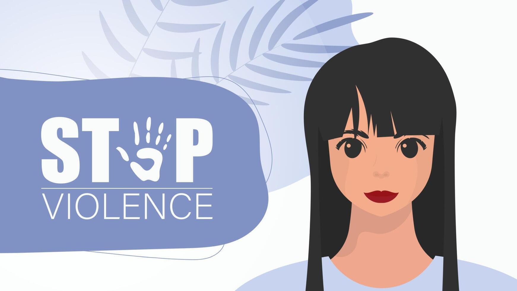 Stop violence. girl with a banner. International Day for the Elimination of Violence against Women. illustration design. vector
