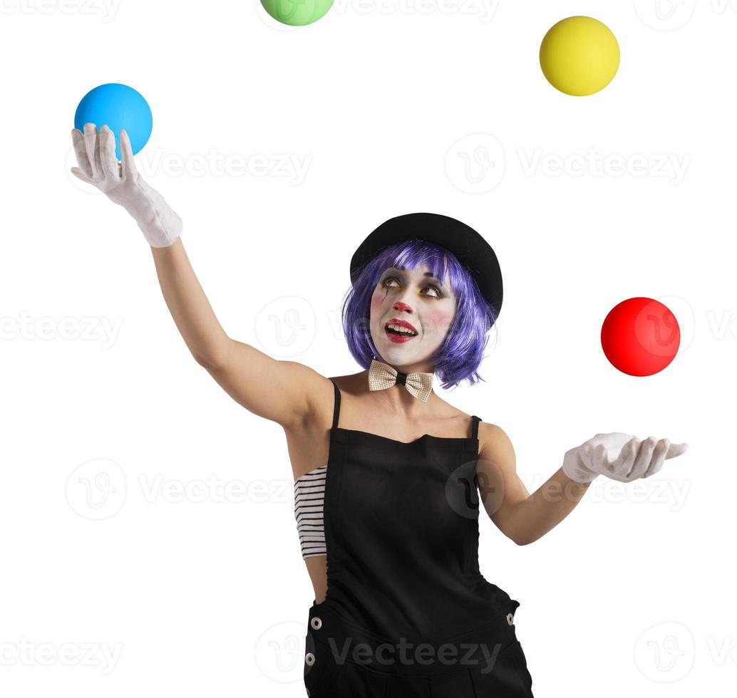 Juggler clown on white background photo