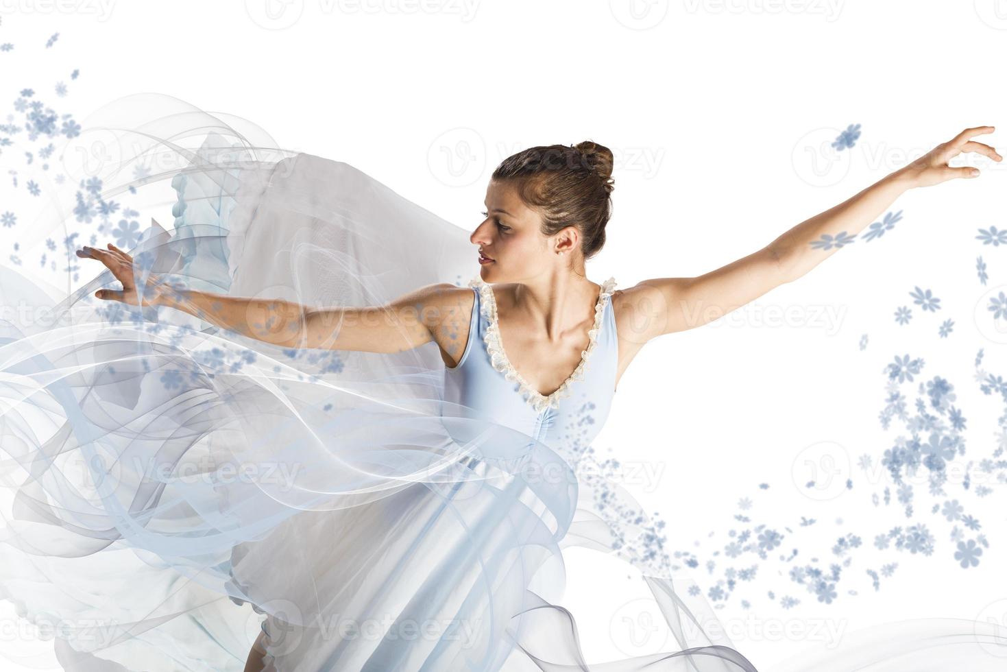 Graceful ballerina on white background photo