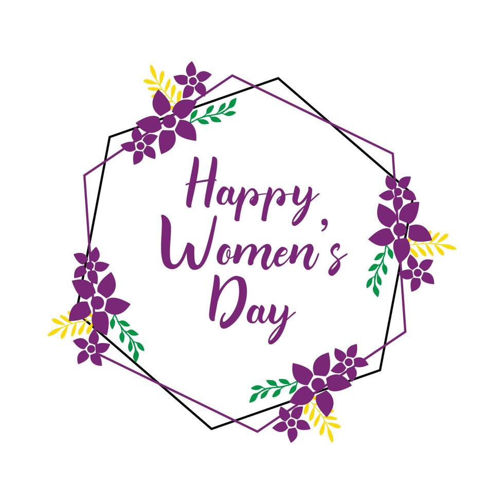 happy Women's day flower background, floral wreath style vector