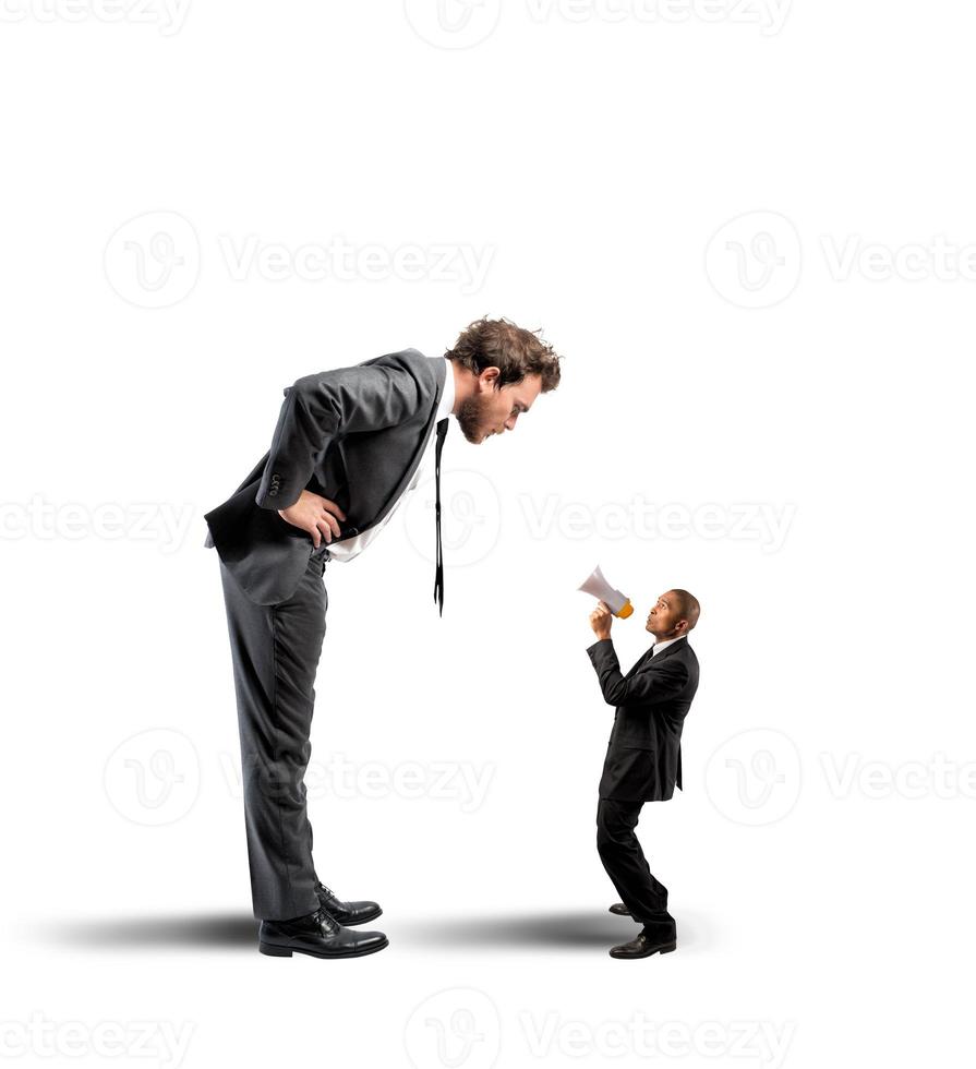 Businessman shouting at his boss photo