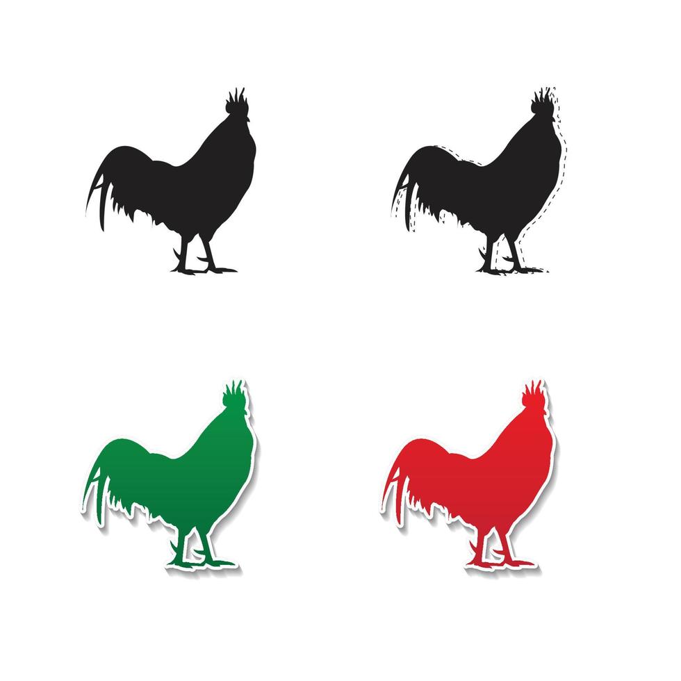 chicken silhouette set vector