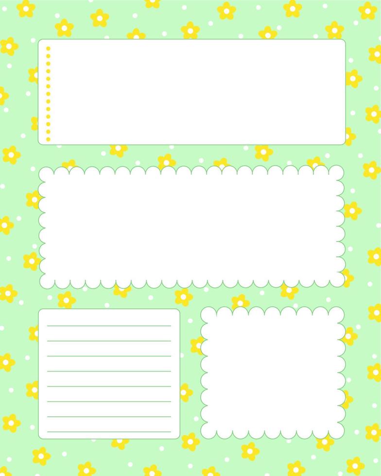 Bullet journal blank printable page seasonal springtime floral and polka dot decor vector illustration, things to do reminder, notes, fill in planner template to organize any life event