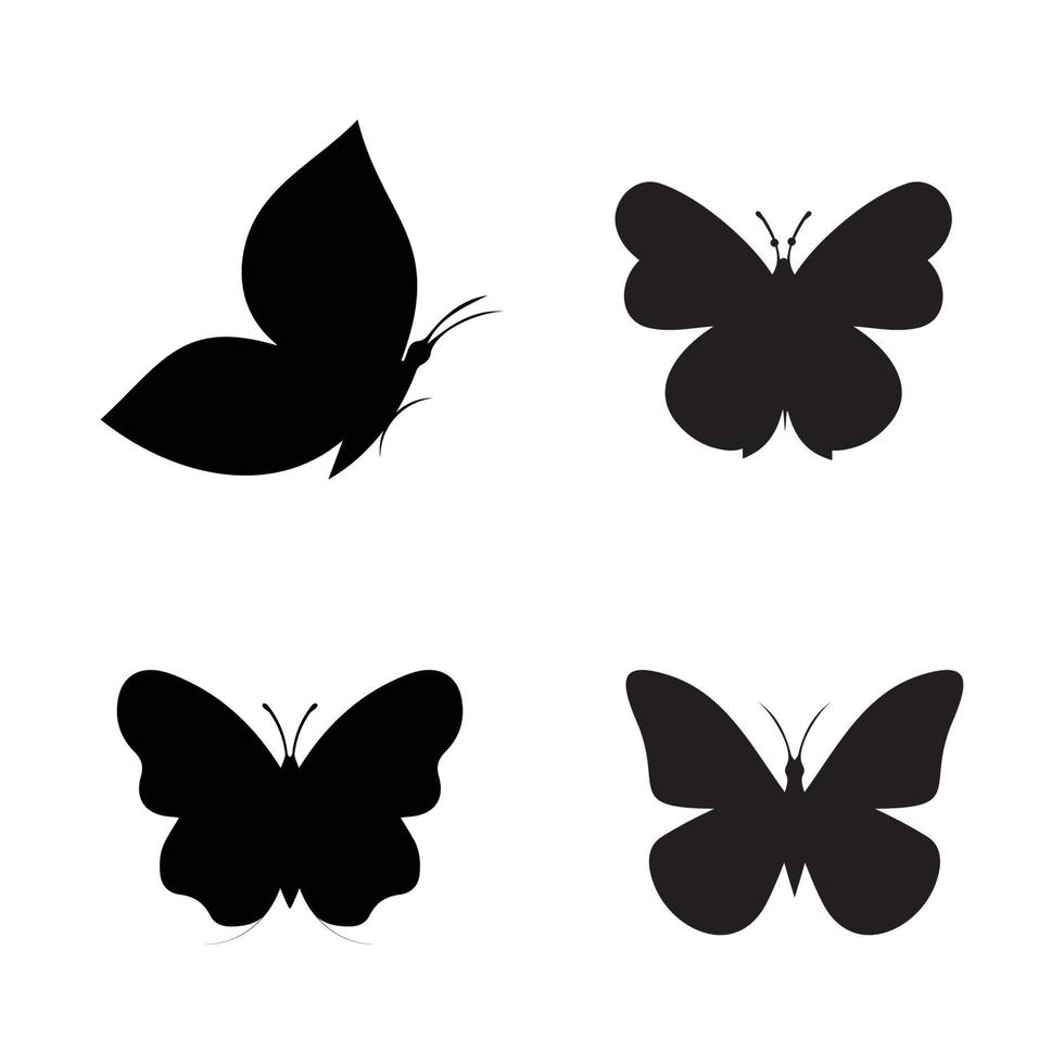 Flying Beautiful butterflies silhouette 04 set of vector designs