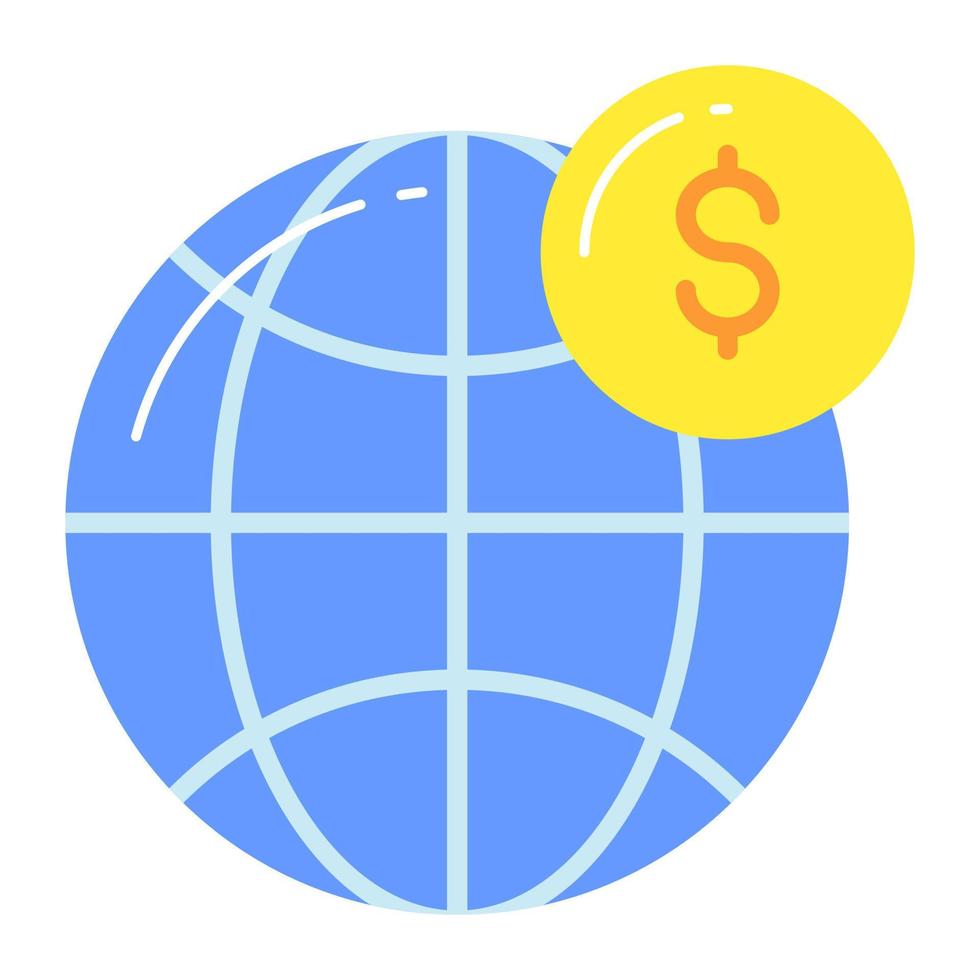 dólar moneda con globo, vector diseño de mundo economía