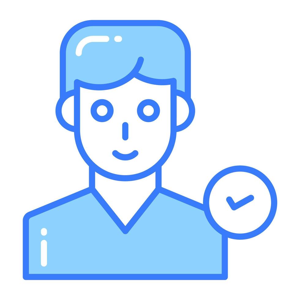 Person avatar with tick mark showing concept vector of verified user