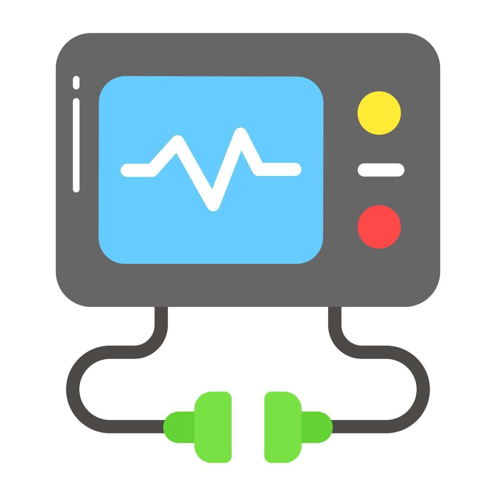 un médico equipo a monitor latido del corazón, editable diseño de ecg máquina vector