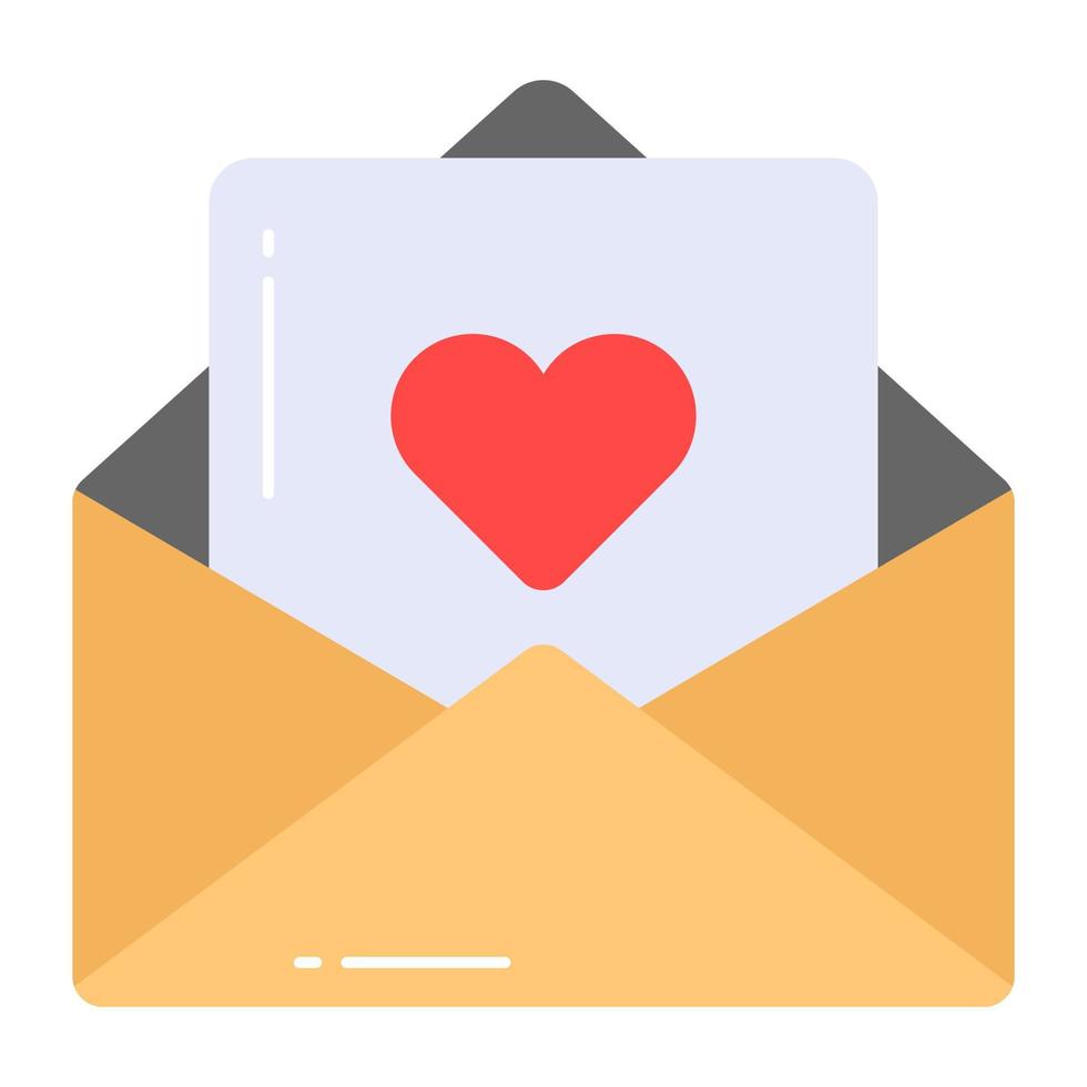 Letter envelope having page with heart, vector of good feedback