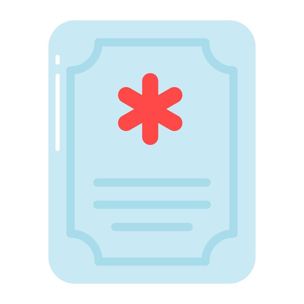 An official document, beautiful design of medical certificate, vector icon