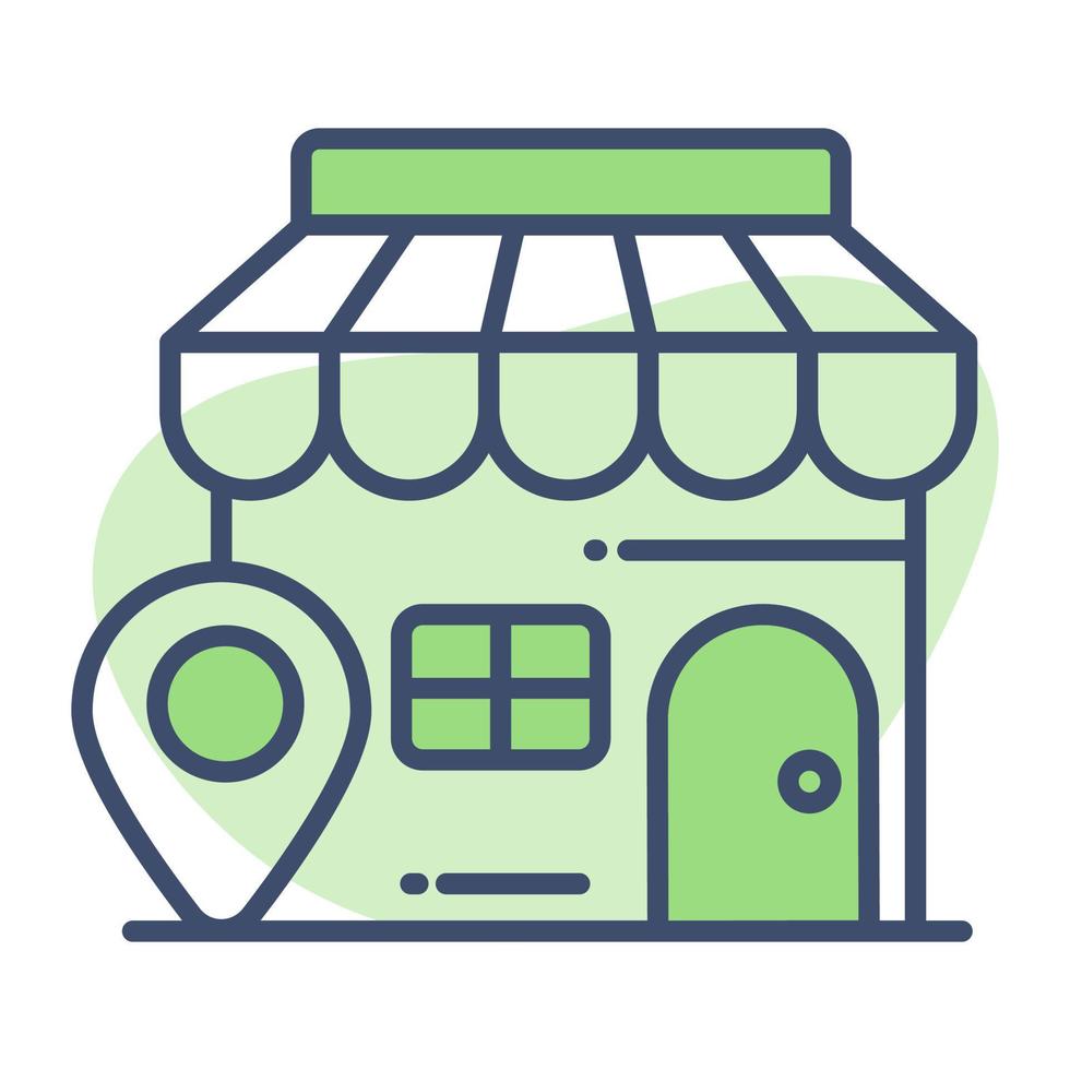 Shopping store wit location pin, vector of market location in editable style