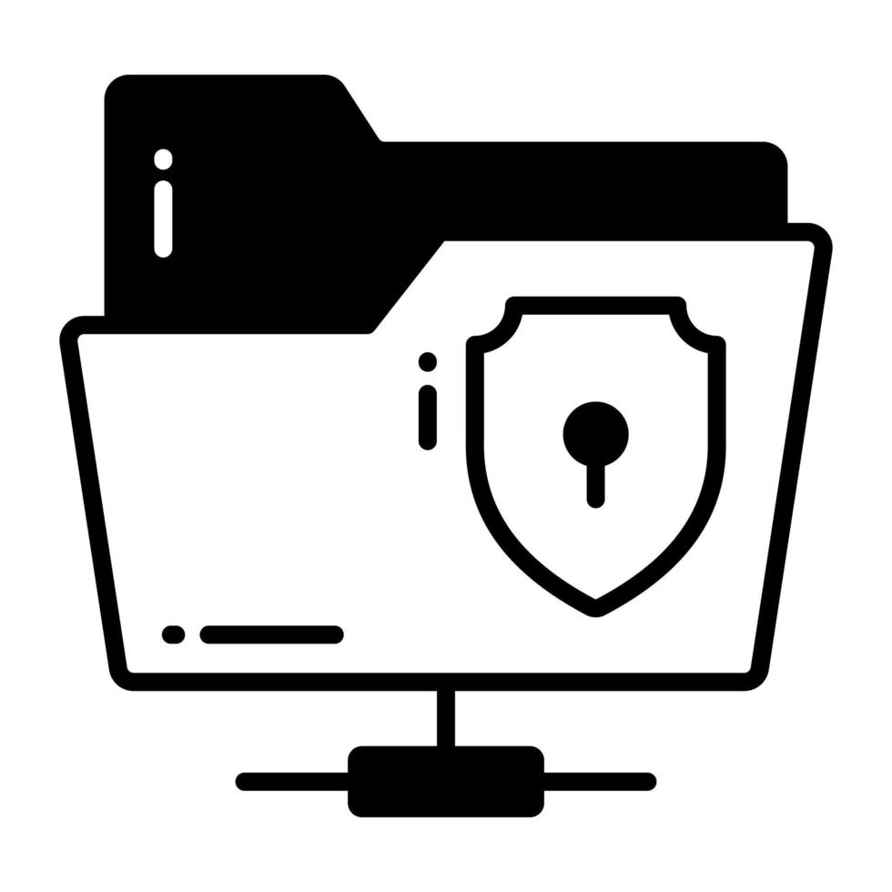 Protection shield with network folder, concept vector of secure data network