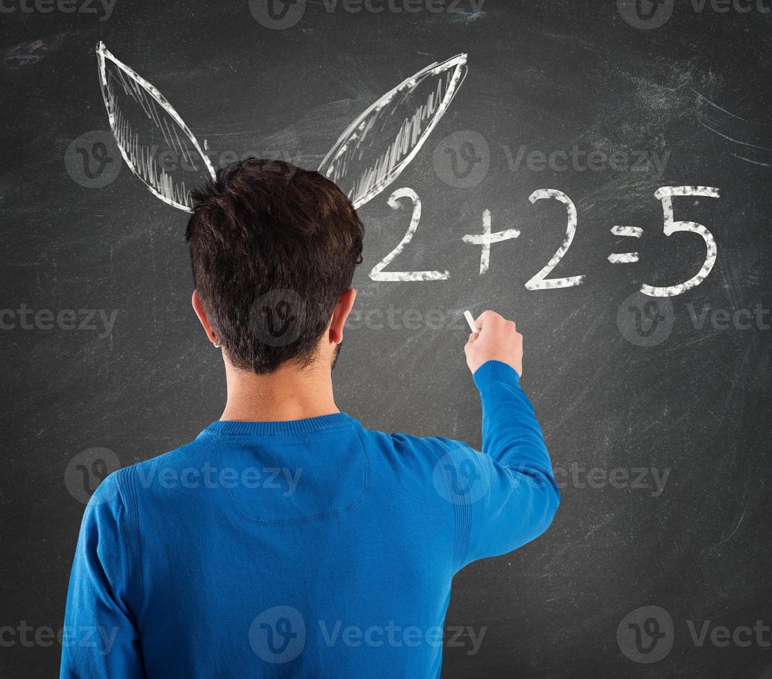 Donkey student doing math wrong photo