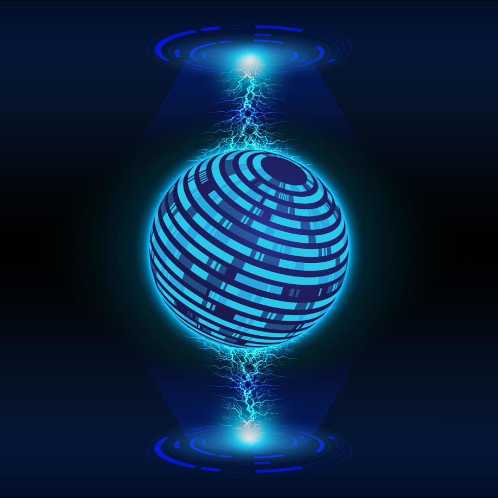Modern World Map Holograph on Technology Background vector