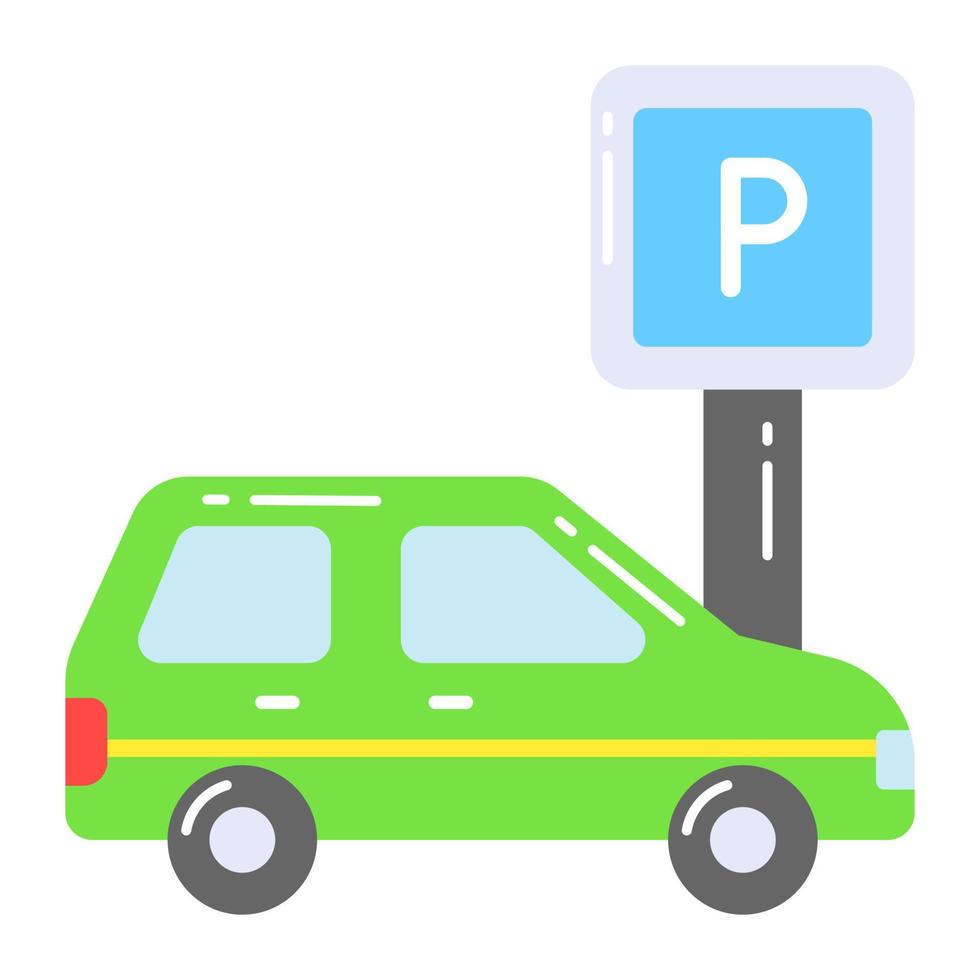 Parking board with car, vector design of car parking in editable style