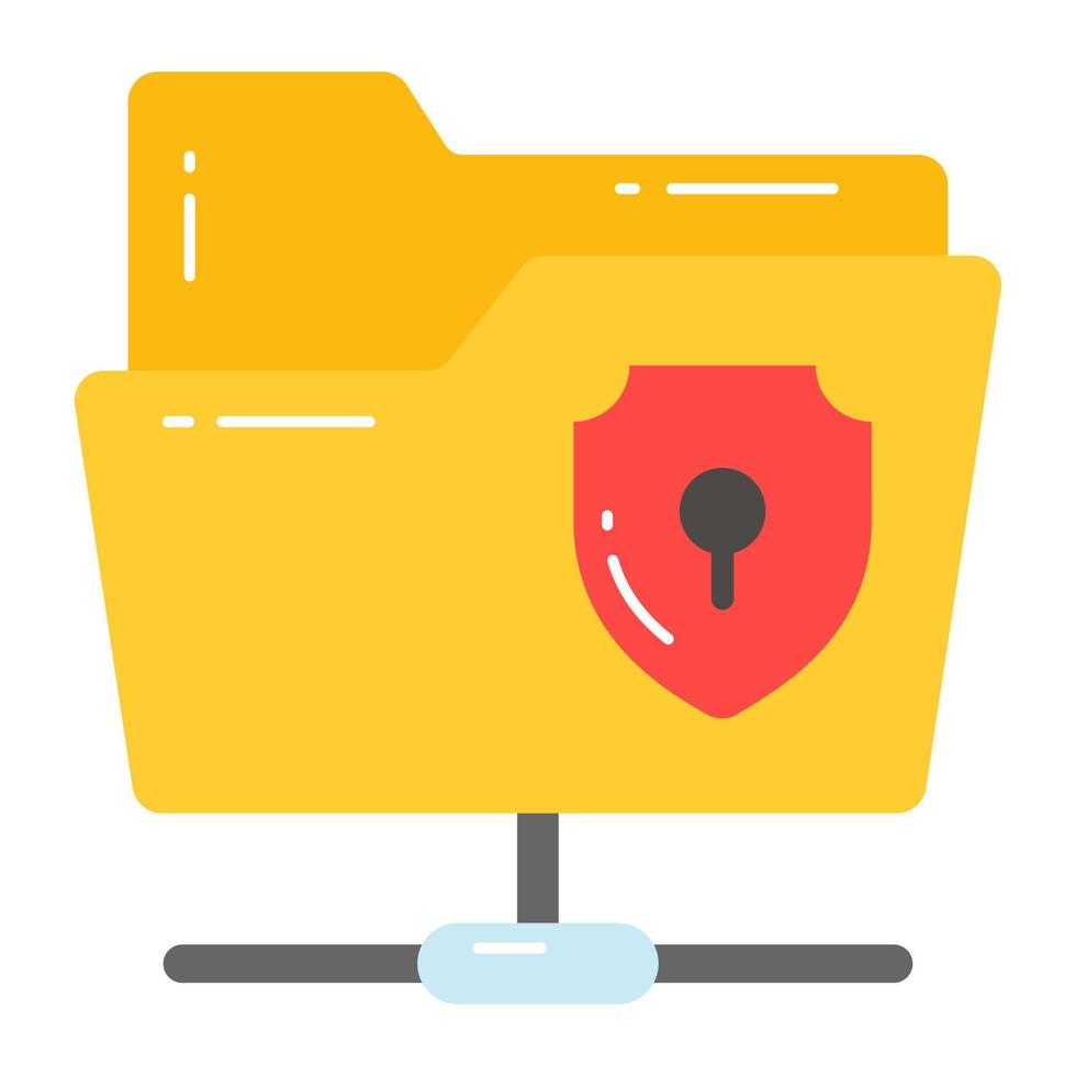 Protection shield with network folder, concept vector of secure data network