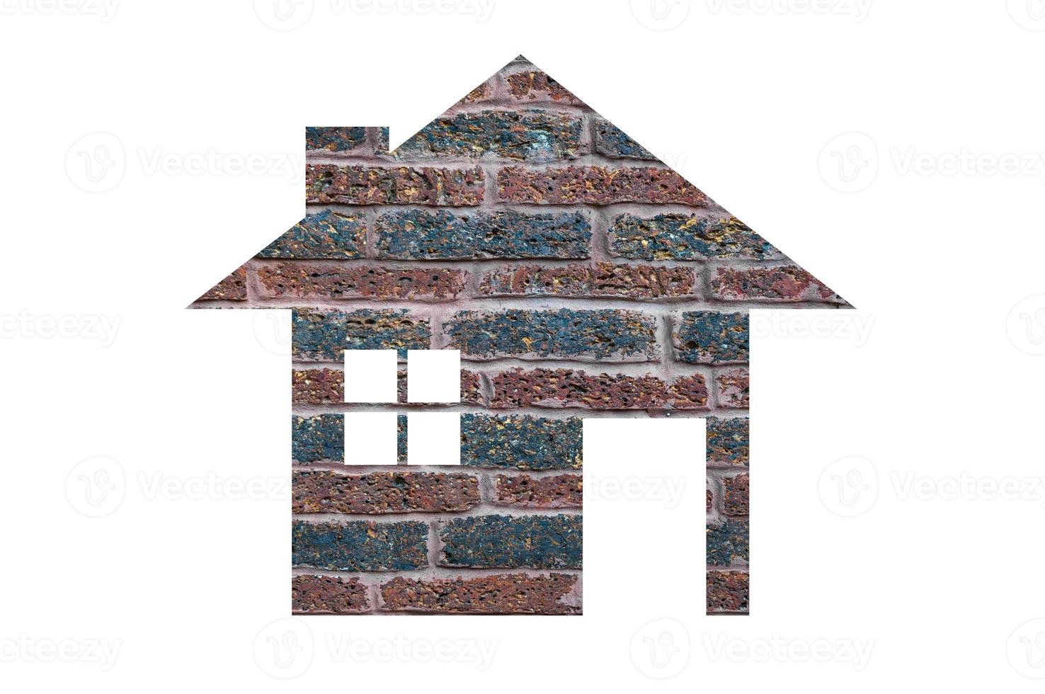 house icon from brick texture background as symbol of mortgage,Dream house on nature background, isolated on white photo