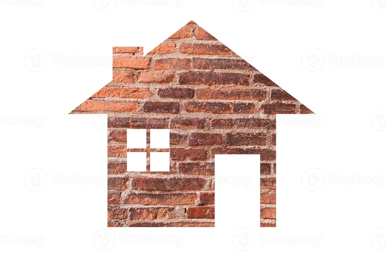 house icon from brick texture background as symbol of mortgage,Dream house on nature background, isolated on white photo