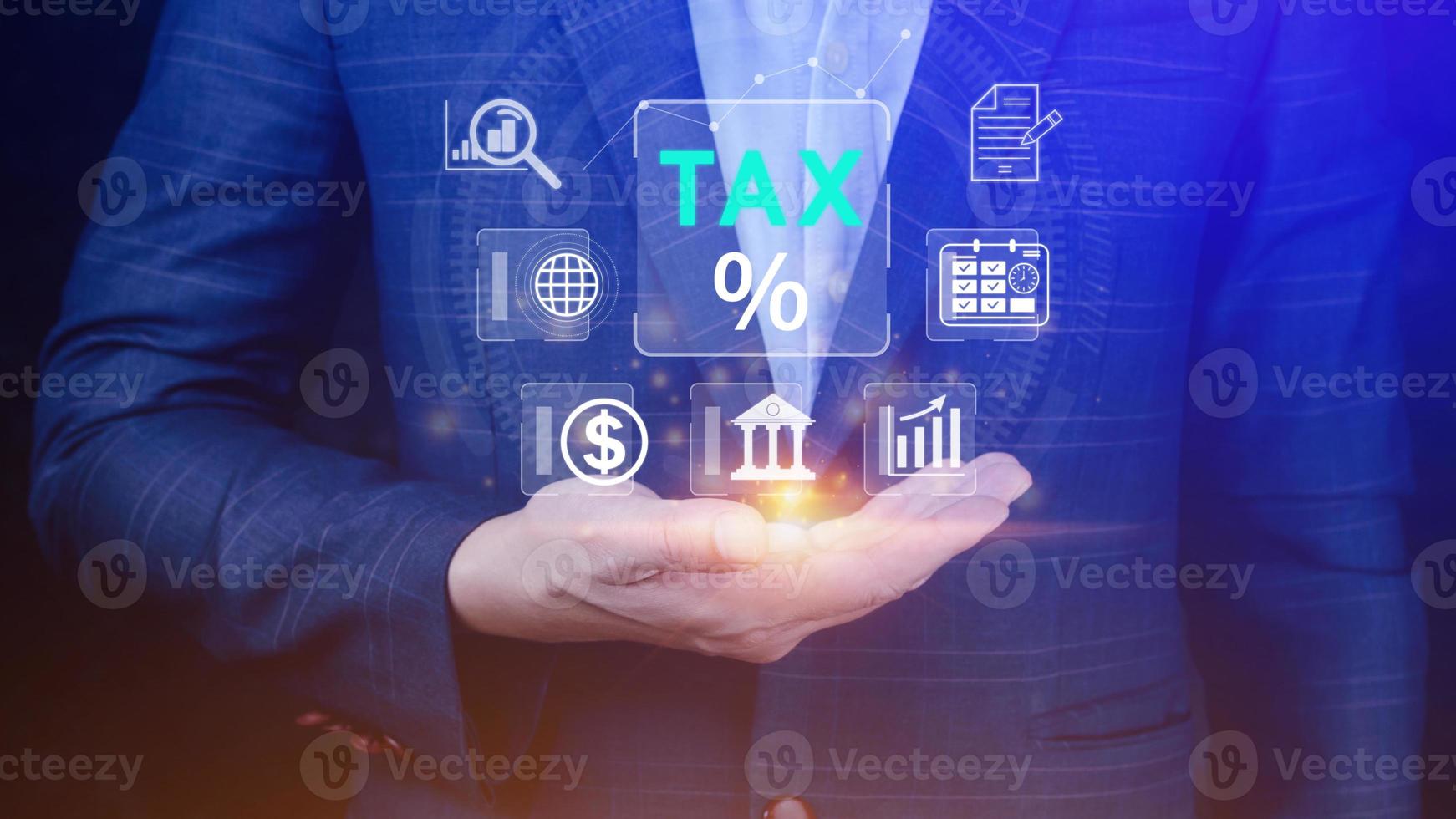 Business using computer to complete Individual income tax return form online for tax payment. Government, state taxes. Data analysis, paperwork, financial research, Calculation tax return. photo