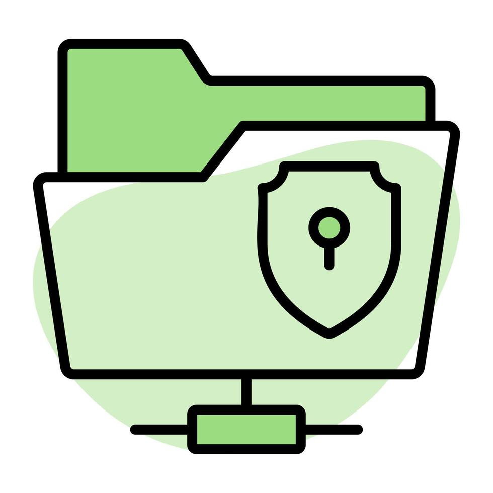 Protection shield with network folder, concept vector of secure data network