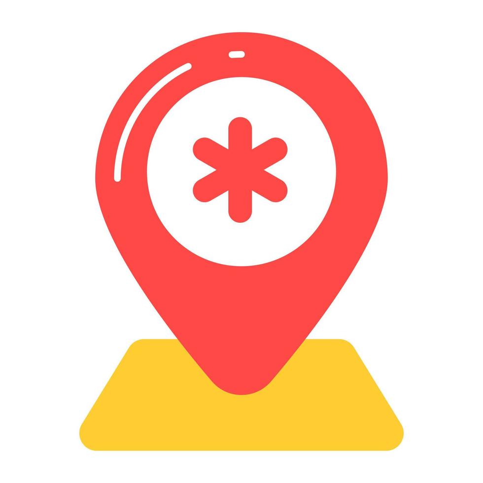 Map pointer vector, trendy icon of hospital location vector