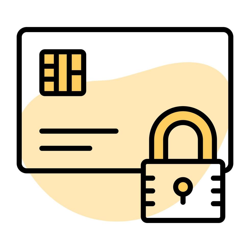 Padlock with atm card, vector design of card security in modern style