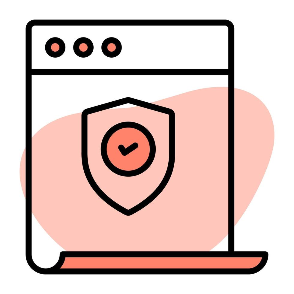 Safety shield on webpage denoting website security vector, premium icon vector