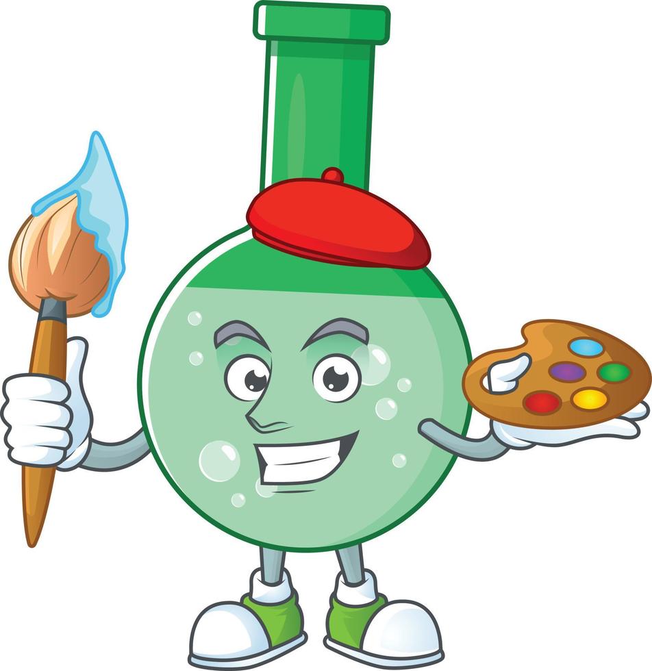 Green chemical bottle Cartoon character vector