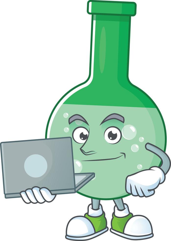 Green chemical bottle Cartoon character vector