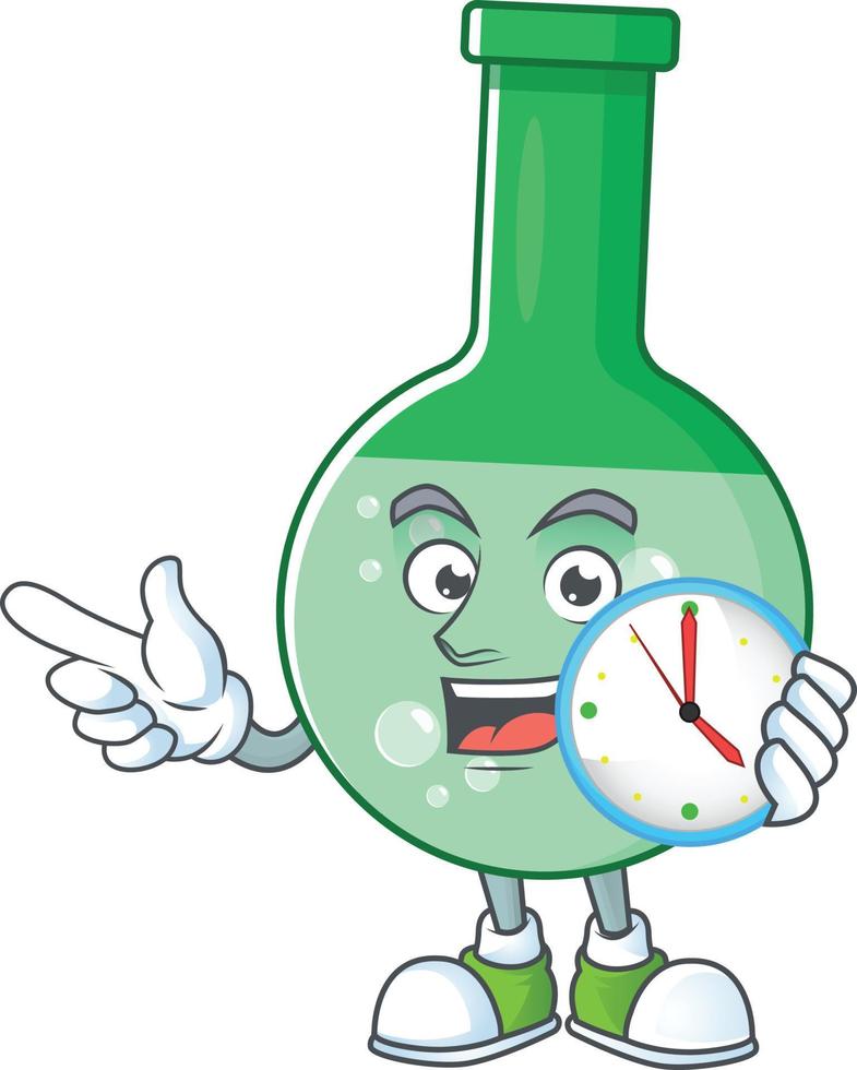 Green chemical bottle Cartoon character vector