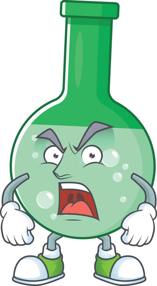 Green chemical bottle Cartoon character vector